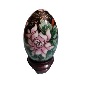 Vintage Cloisonne Egg - Flower Petal Design with base
